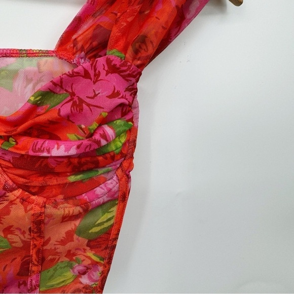 Zara Sheer Floral Corset Crop Top Women’s Small Vacation Resort Kawaiigirl - Picture 4 of 10